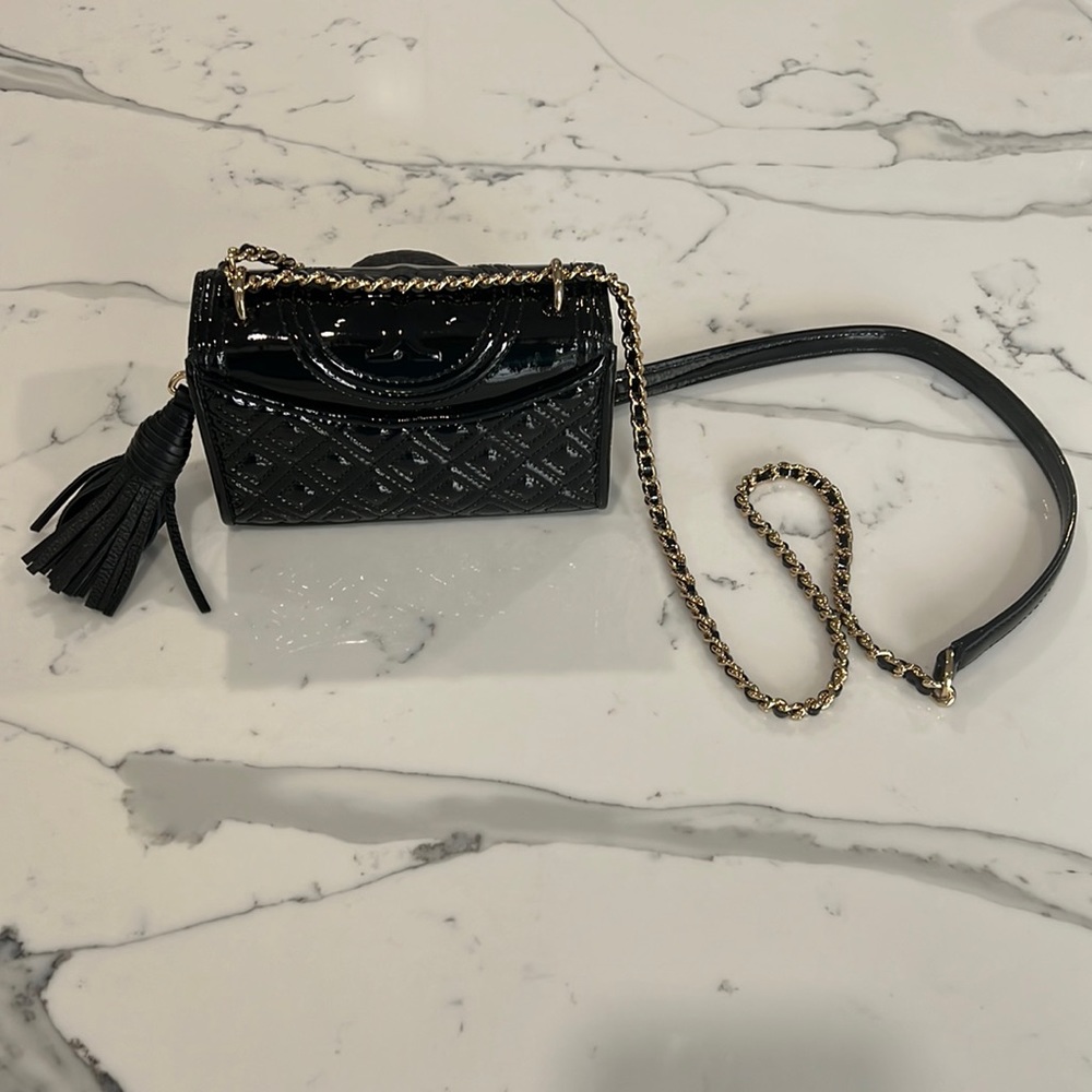 Tory Burch black patent leather crossbody